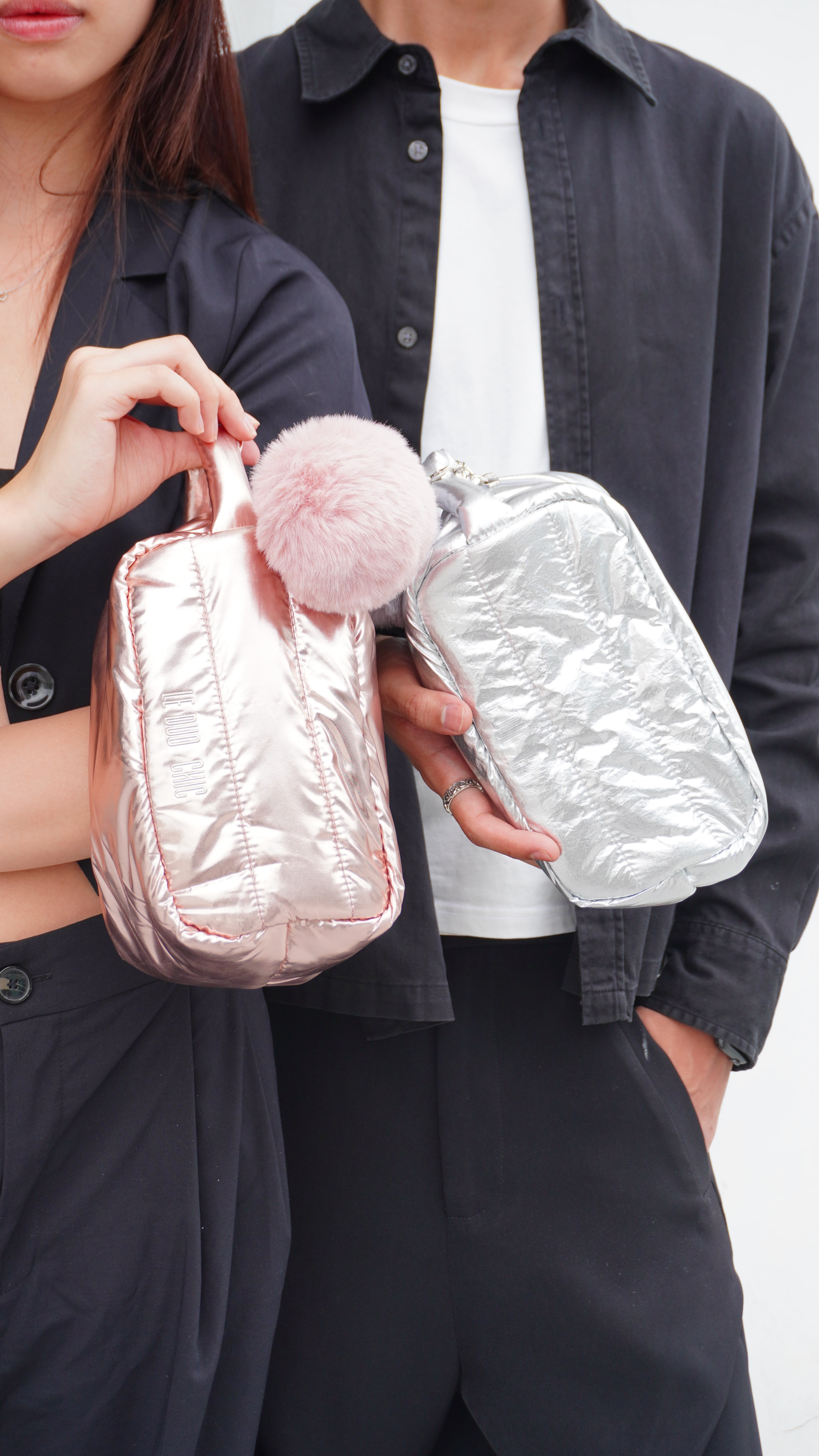 Cloud Series Puffy Pouch in Stardust Silver – Le Duo Chic