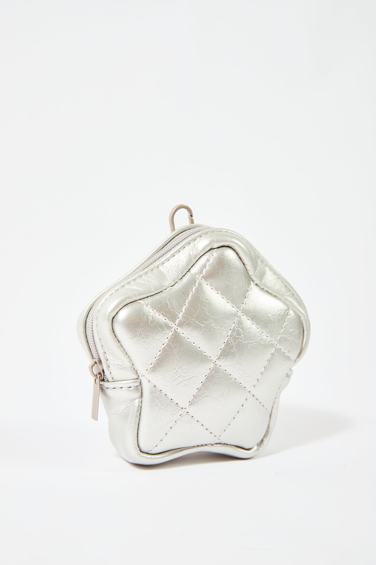 PlushLuxe Leather Mini Star Pouch in Stardust Silver