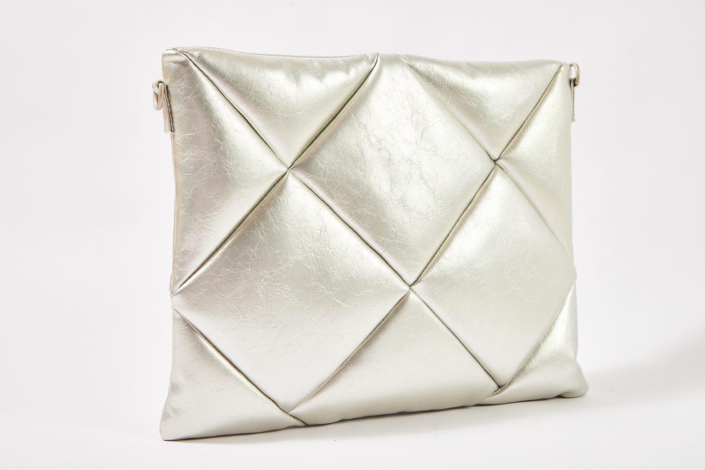 PlushLuxe Leather Laptop Sleeve in Stardust Silver